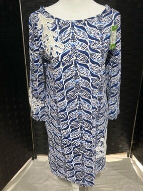 Lilly Pulitzer Blue & White Printed Dress with Appliqué